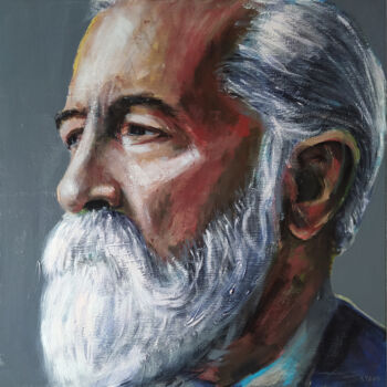 Painting titled "Portrait (n°45)" by David Stany Garnier, Original Artwork, Acrylic Mounted on Wood Stretcher frame