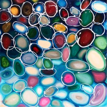 Картина под названием "Pebbles In Brown An…" - David Clare, Подлинное произведение искусства, Масло Установлен на Деревянная…