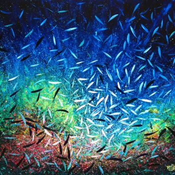 Painting titled "The Sea Of Life" by David Clare, Original Artwork, Oil Mounted on Wood Stretcher frame