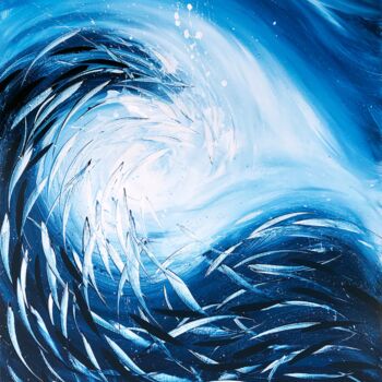 Painting titled "Riding The Wave" by David Clare, Original Artwork, Acrylic Mounted on Wood Stretcher frame