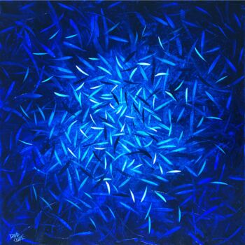Malerei mit dem Titel "Electric Blue" von David Clare, Original-Kunstwerk, Öl Auf Keilrahmen aus Holz montiert