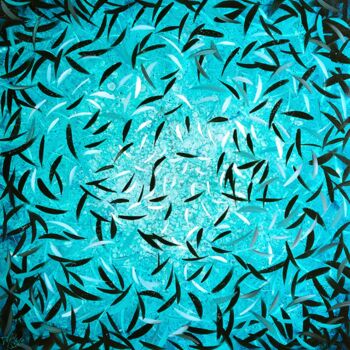 Malerei mit dem Titel "Fish In Turquoise W…" von David Clare, Original-Kunstwerk, Öl Auf Keilrahmen aus Holz montiert
