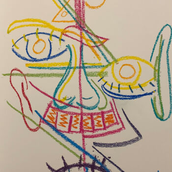 Рисунок под названием "Regarde moi" - Davina Lallemand, Подлинное произведение искусства, Пастель