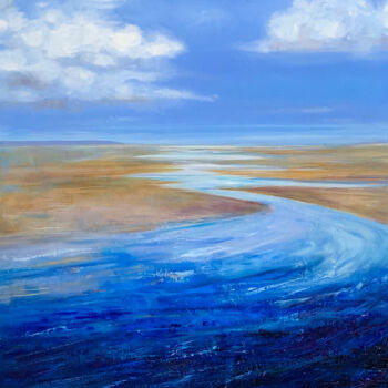 Schilderij getiteld "Tidal Blues" door Dawn Rodger, Origineel Kunstwerk, Olie