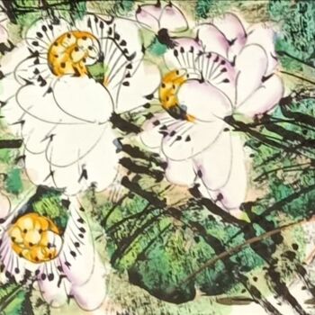 Schilderij getiteld "Beautiful rhythm in…" door Dayou Lu, Origineel Kunstwerk, pigmenten