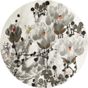 Malarstwo zatytułowany „Fragrance of Magnol…” autorstwa Dayou Lu, Oryginalna praca, Pigmenty