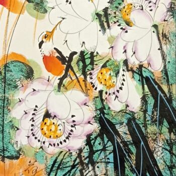 绘画 标题为“Lotus dew 荷露 （No.16…” 由Dayou Lu, 原创艺术品, 颜料