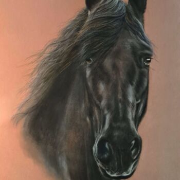 Schilderij getiteld "Horse Original Larg…" door Deimante Bruzguliene, Origineel Kunstwerk, Pastel