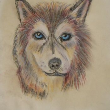 Dibujo titulada "Husky" por Mars-Art, Obra de arte original, Tiza