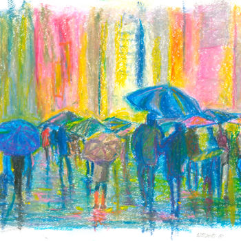 Schilderij getiteld "Festival rain. 12 D…" door Dea Lieotto, Origineel Kunstwerk, Pastel