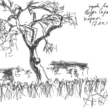 Disegno intitolato "The tree is close t…" da Dea Lieotto, Opera d'arte originale, Biro