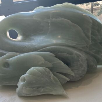 Sculpture titled "Les poissons" by Jacqueline Debluë, Original Artwork, Stone