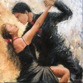 Pintura intitulada "Couple de danseurs" por Deborah Kerner, Obras de arte originais, Óleo Montado em Armação em madeira