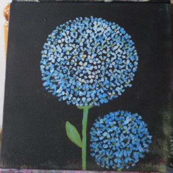 Pintura titulada "hortensias bleu" por Catherine Lannes, Obra de arte original