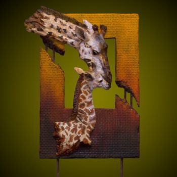 Sculpture titled "Les Girafes" by Christian Duvette Sculpteur Animalier, Original Artwork, Stone
