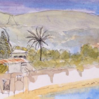 Pintura intitulada "Cap Ferrat watercol…" por Deirdre Nicholls, Obras de arte originais, Aquarela