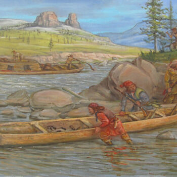 Painting titled "Landscape 5" by Dejan Djurovic, Original Artwork, Oil Mounted on Wood Stretcher frame