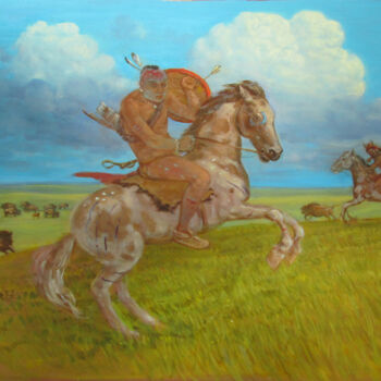 Painting titled "Landscape 9" by Dejan Djurovic, Original Artwork, Oil Mounted on Wood Stretcher frame