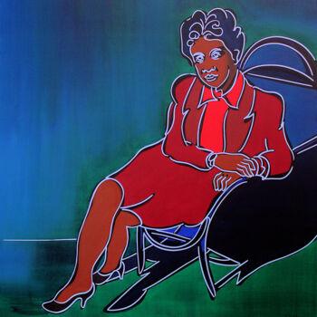 Schilderij getiteld "the lady in red 130…" door Dek, Origineel Kunstwerk, Acryl Gemonteerd op Andere stijve panelen