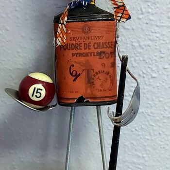 Sculpture titled "LE JOUEUR DE BILLARD" by Catherine Delaforge (KTY95), Original Artwork, Metals