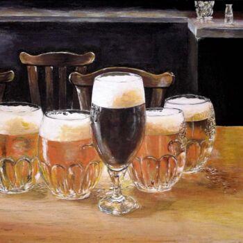 Pittura intitolato "A beer in Prague" da Della Camilleri, Opera d'arte originale, Acrilico