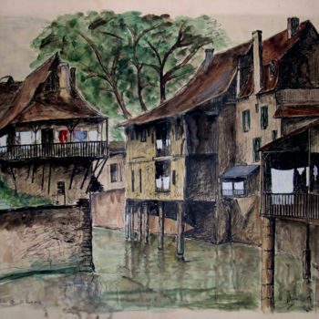 Peinture intitulée "Salies de Béarn" par Jamy Delpias, Œuvre d'art originale