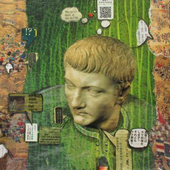 Collagen mit dem Titel "F 1645 Collage mixte" von Patrick Demelenne, Original-Kunstwerk, Collagen