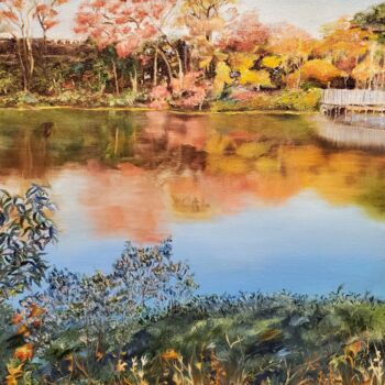 Painting titled "Bayville Park" by Denise Cooney, Original Artwork, Oil