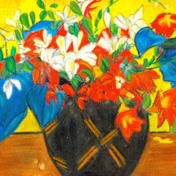 Peinture intitulée "Fleurs" par Denise Félicité, Œuvre d'art originale, Huile