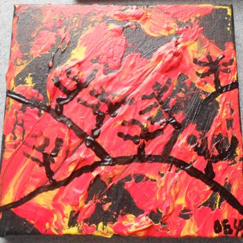 Schilderij getiteld "des arbres en enfer" door Deph, Origineel Kunstwerk, Acryl