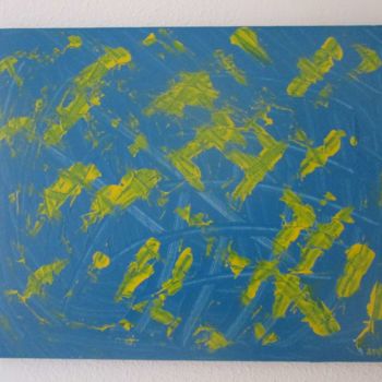 Peinture intitulée "bleu jaune-50x40cm.…" par Deph, Œuvre d'art originale, Acrylique