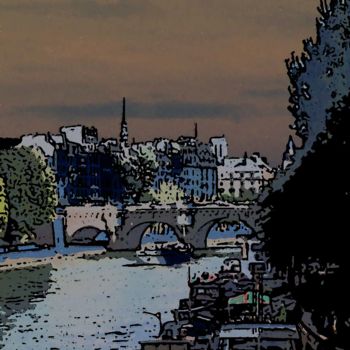 Arte digital titulada "Paris, le Pont Neuf…" por René Desenne, Obra de arte original, Otro