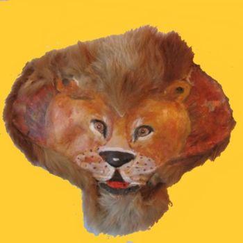 Картина под названием "LE LION" - Desnoyers, Подлинное произведение искусства, Масло