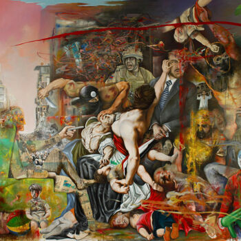 Pintura intitulada "The Massacre of the…" por Detlef Gotzens, Obras de arte originais, Óleo