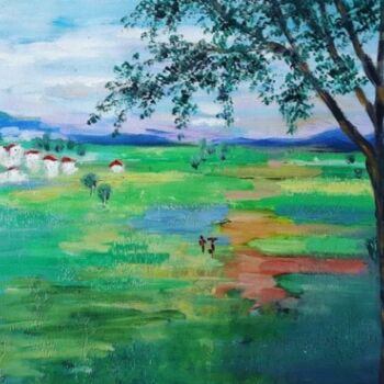 Pintura titulada "Landscape-shades of…" por Dharsha Samarasinha, Obra de arte original, Oleo