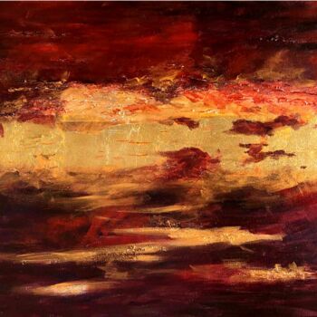 Painting titled "The blazing evening…" by Dharsha Samarasinha, Original Artwork, Acrylic