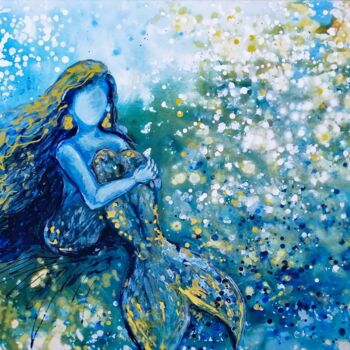 Malerei mit dem Titel "Sea Blue Abstract G…" von Diana Dimova - Traxi, Original-Kunstwerk, Acryl