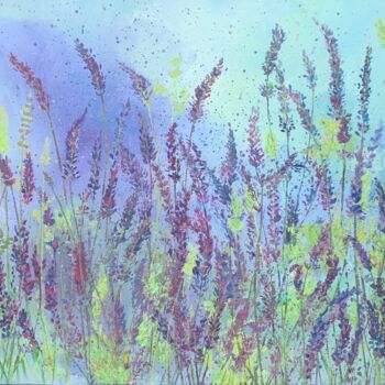 Painting titled "Lavender garden" by Diana Mazjane, Original Artwork, Acrylic