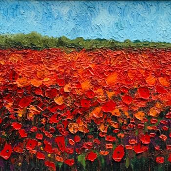 Картина под названием "POPPY FIELD" - Diana Mazjane, Подлинное произведение искусства, Масло