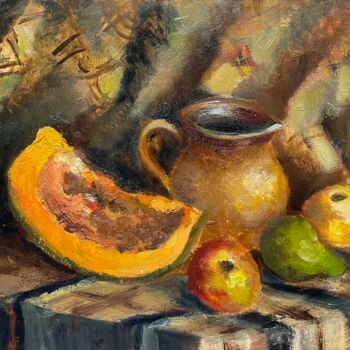Картина под названием "Yellow Pumpkin" - Diana Mazjane, Подлинное произведение искусства, Масло