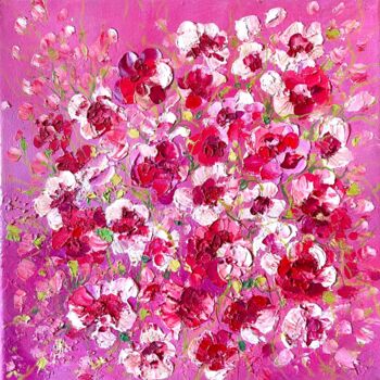 Malerei mit dem Titel "Pink roses" von Diana Mazjane, Original-Kunstwerk, Öl