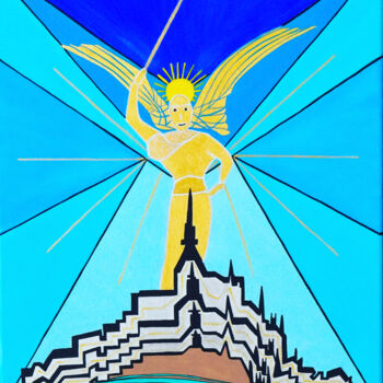 Картина под названием "Archange Saint-Mich…" - Diane.Lb, Подлинное произведение искусства, Акрил Установлен на Деревянная ра…
