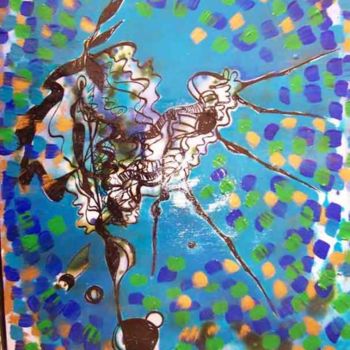 「Coquillage turquoise」というタイトルの絵画 Diane Medusによって, オリジナルのアートワーク, アクリル