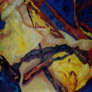 Malerei mit dem Titel "Hors du cadre" von Diane Medus, Original-Kunstwerk, Pastell