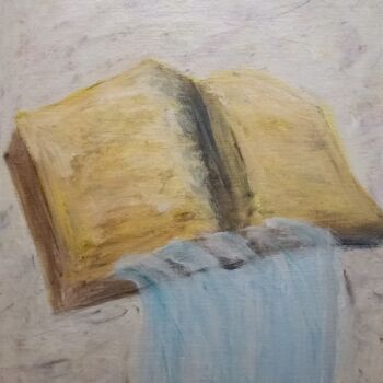 Pittura intitolato "La bible et L'eau" da Diane Mongis (YeshouArt), Opera d'arte originale, Acrilico Montato su Telaio per b…