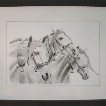 Dibujo titulada "Les chevaux au conc…" por Dianederh, Obra de arte original, Lápiz