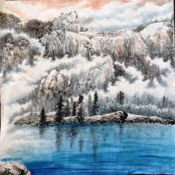 Painting titled "湖" by Dianlan, Original Artwork, Ink