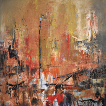 Pittura intitolato "Paysage VI" da Dibasar, Opera d'arte originale, Olio
