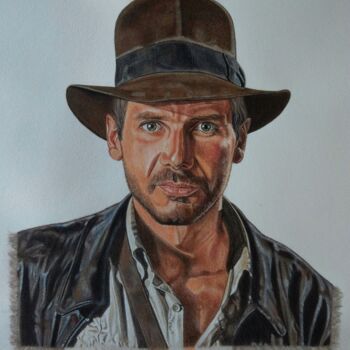 Painting titled "Indiana Jones - Har…" by Didier Plouviez, Original Artwork, Watercolor