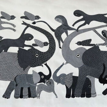 Pittura intitolato "Elephant" da Dilip Shyam, Opera d'arte originale, Acrilico